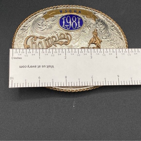 Vintage Large Silver Belt Buckle Authentic 1981 Champion Calf Roping WSCHA 🇺🇸 - Picture 15 of 15